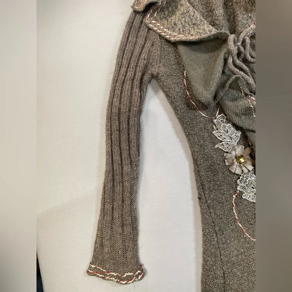 Forla Paris Drape-Front Ruffle Duster Cardigan, Bohemian & Romantic - Medium - Picture 11 of 17